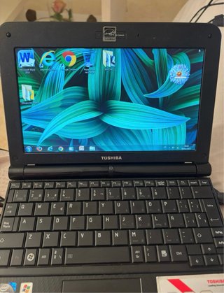 Portátil Toshiba Negro con Ratón Azul