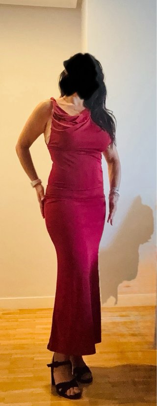 Vestido fiesta Zara rojo drapeado