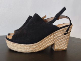 Zapatos tacón esparto negros