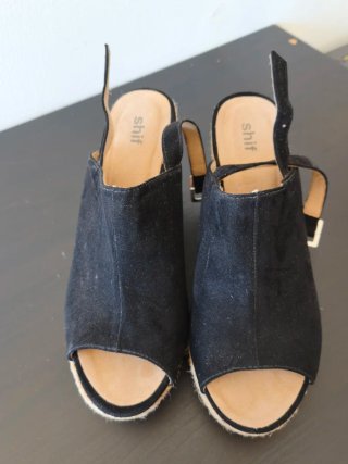 Zapatos tacón esparto negros