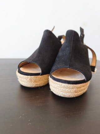 Zapatos tacón esparto negros
