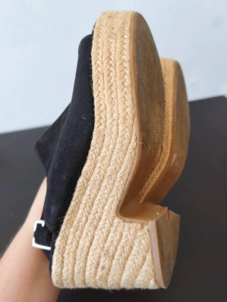 Zapatos tacón esparto negros