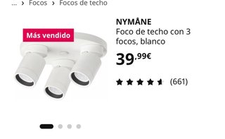 Lámpara Ikea NYMANE 3 focos blanca