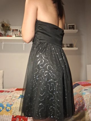 Vestido de fiesta palabra de honor negro