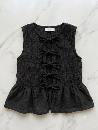 Blusa Lefties negra con lazadas Talla S