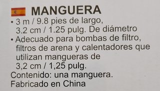2 Manguera piscina 3,2cm - 3 m. BESTWAY