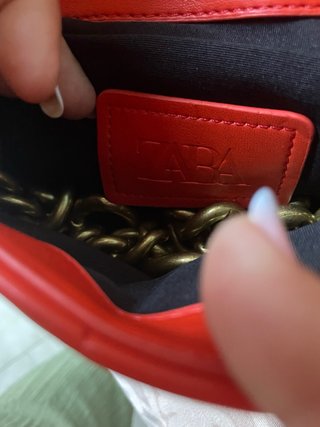 Borsa Zara trapuntata con catena rossa o arancione