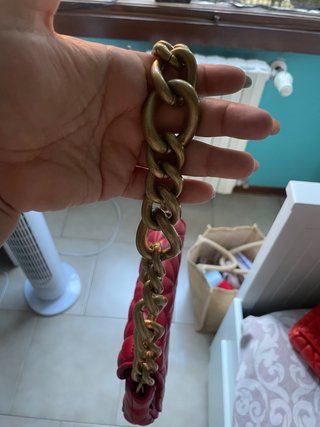 Borsa Zara trapuntata con catena rossa o arancione