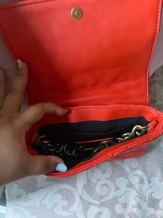 Borsa Zara trapuntata con catena rossa o arancione