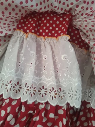 Vestido de Gitana de niña, talla 10 Rojo y Blanco