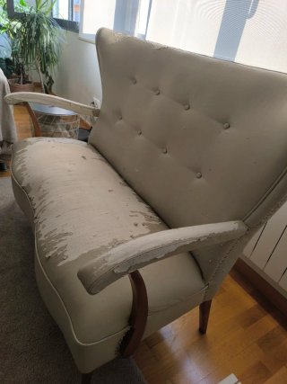 Sofá 2 plazas beige madera para retapizar