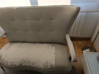 Sofá 2 plazas beige madera para retapizar