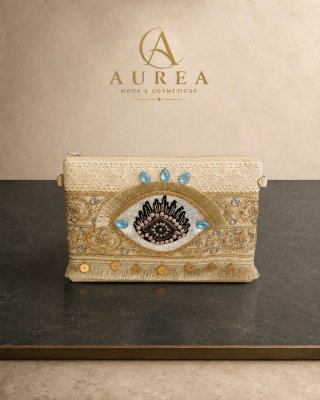 Bolso Clutch AUREA Boho Ojo Bordado