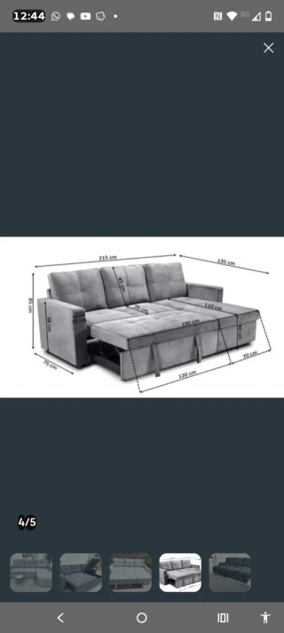 Sofá cama gris tela tenemos solo HOY furgoneta.