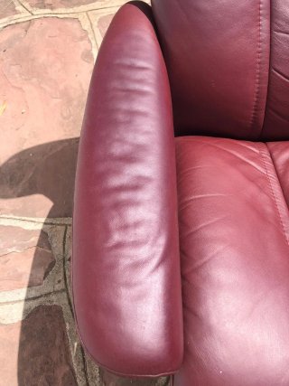 Butaca Stressless Roja Piel Giratoria