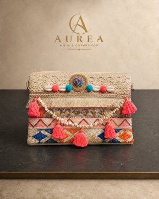 Bolso Clutch Bordado Jaipur Aurea