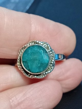 Anillo Plata Ley Piedra esmeralda facetada