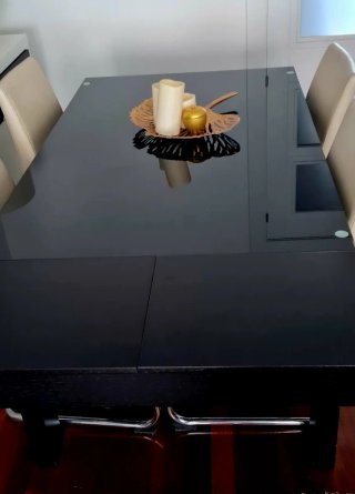 Mesa Comedor Cristal y Madera + 4 sillas comedor