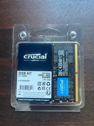 1x16GB DDR5-4800 SODIMM Crucial