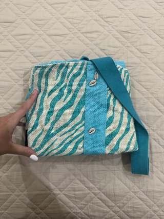 Borsa mare zebrata blu e bianca