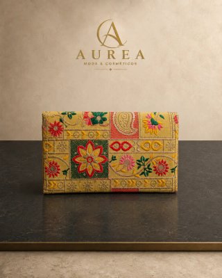 Bolso Clutch Bordado Aurea Jaipur