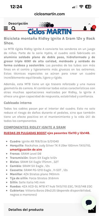 Bicicleta MTB Ridley IgniteALU 29
