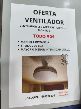 Instalado de ventilador de techo