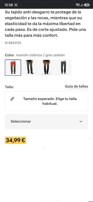 Pantalón Montaña Trekking Talla L-XL (L34) MT500