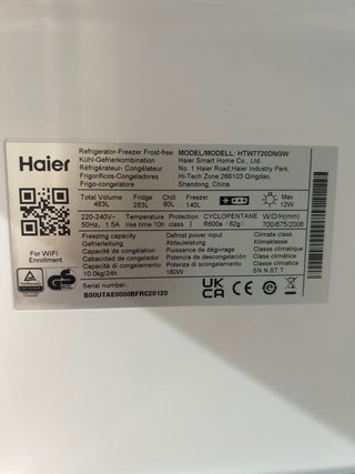 Nevera Combi Haier Puertas Cristal blanco 70 cm
