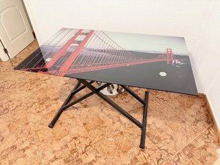 Mesa cristal serigrafía puente rojo de San Francis