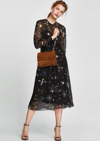 Vestido Zara Gasa Estrellas Planetas