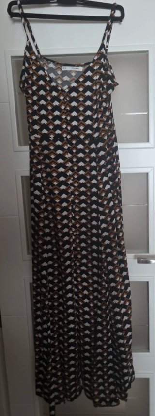 Vestido largo estampado geométrico