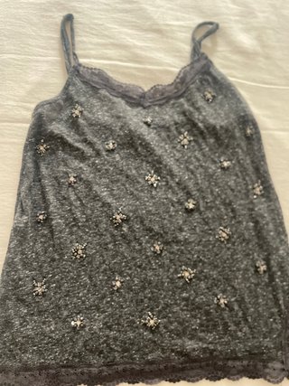 Camiseta Zara Lencera Pedrería Talla S