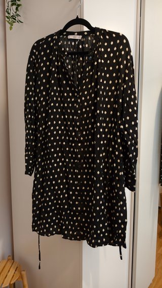 Vestido Mango negro lunares blancos