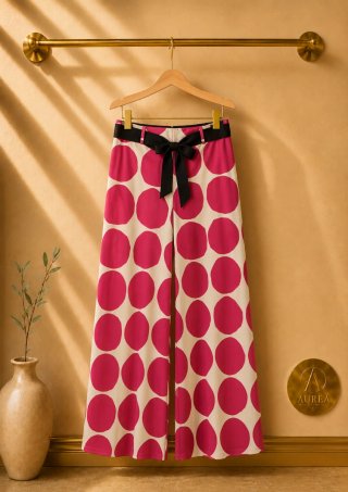 Pantalón Palazzo Lunares con Lazo Talla Única