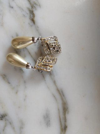 Orecchini pendenti perle e strass