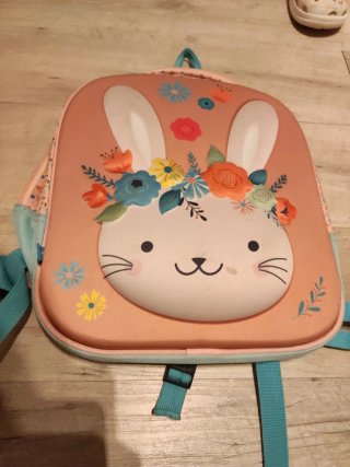 Mochila infantil conejo flores rosa