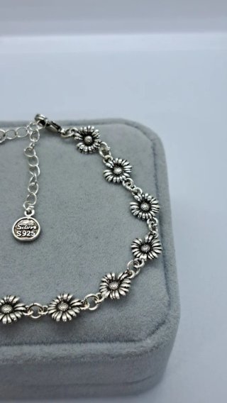 Pulsera Plata Ley 925 Girasol Nueva Regalo Mujer