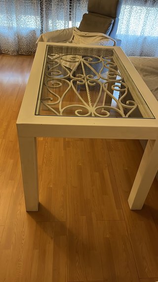 Mesa centro forja artesanal cristal