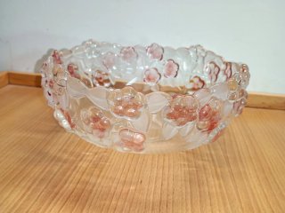 Taça Fruteira Murano Flores Rosa