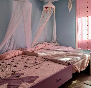 Cortinas infantiles rosas con estrellas