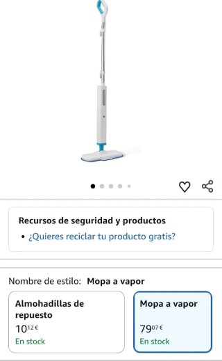 Amazon Basics Mopa a Vapor para Limpieza de Suelos