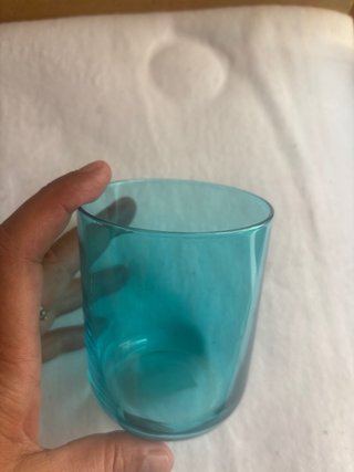 Set 9 bicchieri vetro verde acqua con vassoio acci