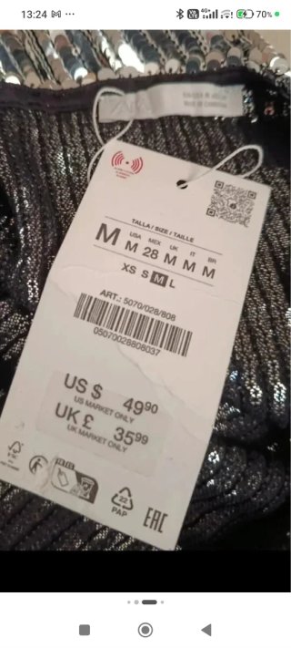 Top lentejuelas Zara Talla M