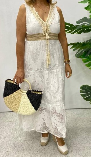 Vestido blanco ibicenco forrado talla única