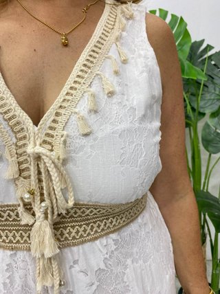 Vestido blanco ibicenco forrado talla única