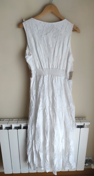 Vestido blanco ibicenco forrado talla única