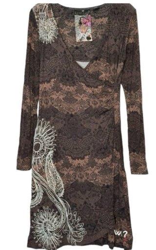 Vestido cruzado Desigual marrón estampado