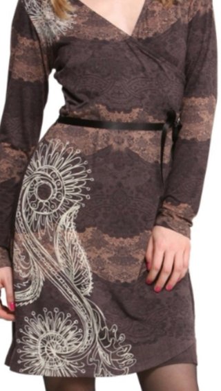 Vestido cruzado Desigual marrón estampado