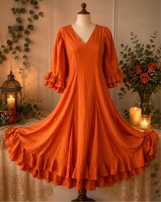 201.-Vestido Sevillana Naranja Talla Única
